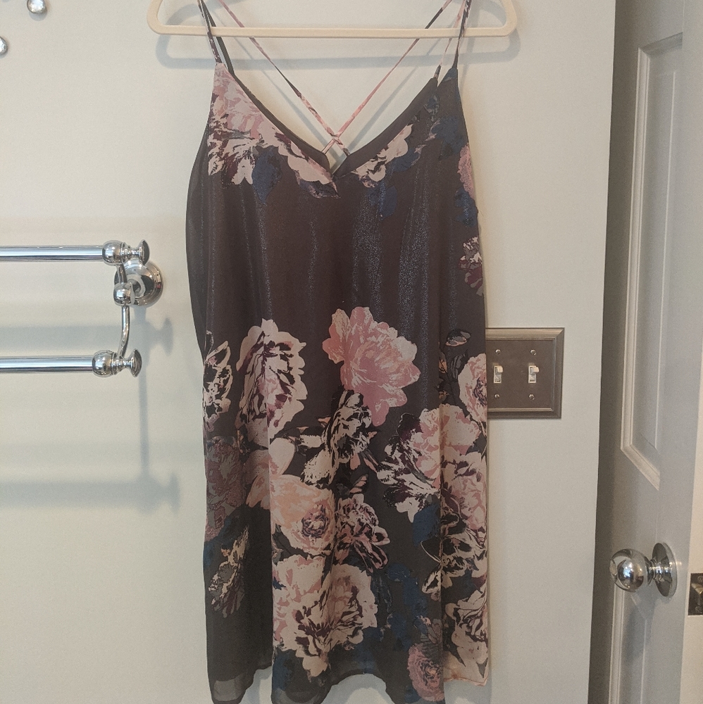 Grey floral slip dress